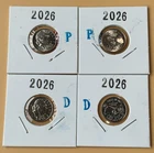 1776-2026 P&D Semiquincenten Emerging Liberty Dimes 4 UNC. Coins w. Flips USMINT