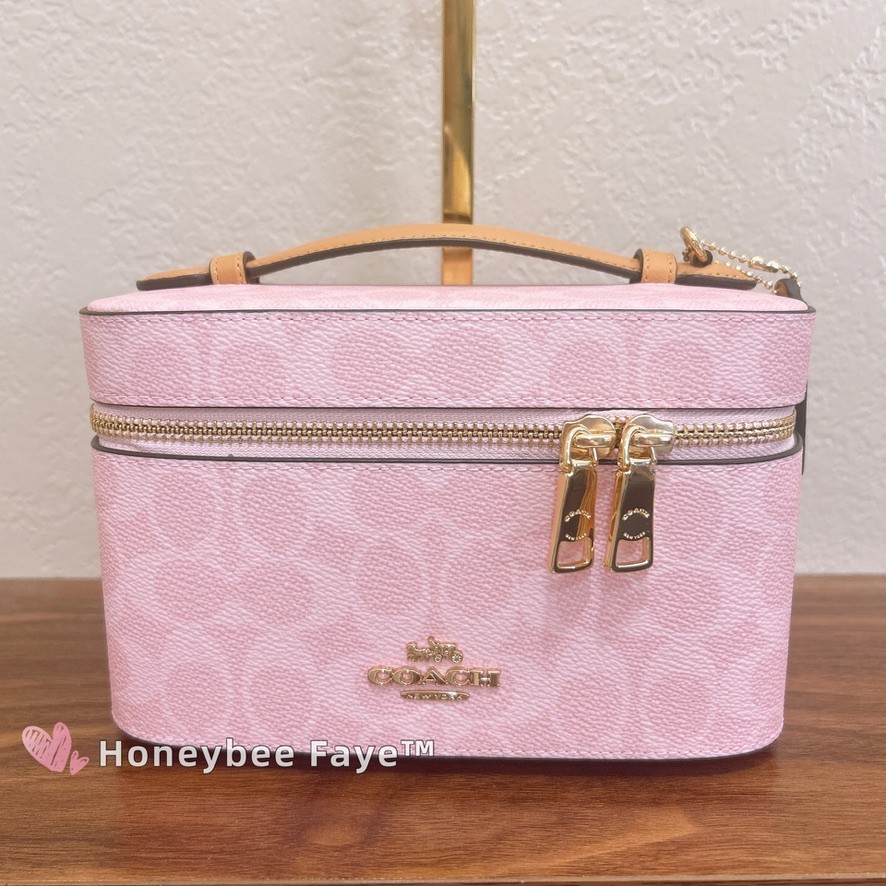 NWT Coach Cosmetic Case With denim/powder pink/floral Cdc16 | eBay