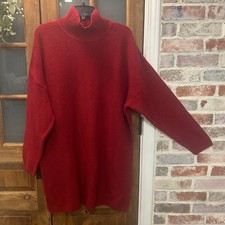 NWT GAP Sweater Dress Large Red Turtleneck Long Sleeve Chunky Knit