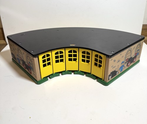 BRIO Grand Roundhouse 33456 Wooden Train Engine Shed For 5 Trains Vintage Sweden