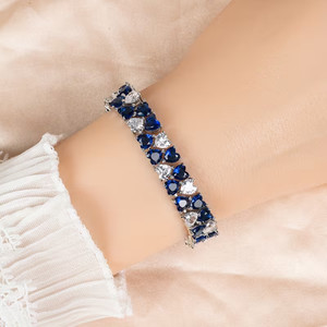 Authentic 18Ctw Heart Cut Lab Created Tennis Heart 2 Row Bracelet 14K White Gold Plated