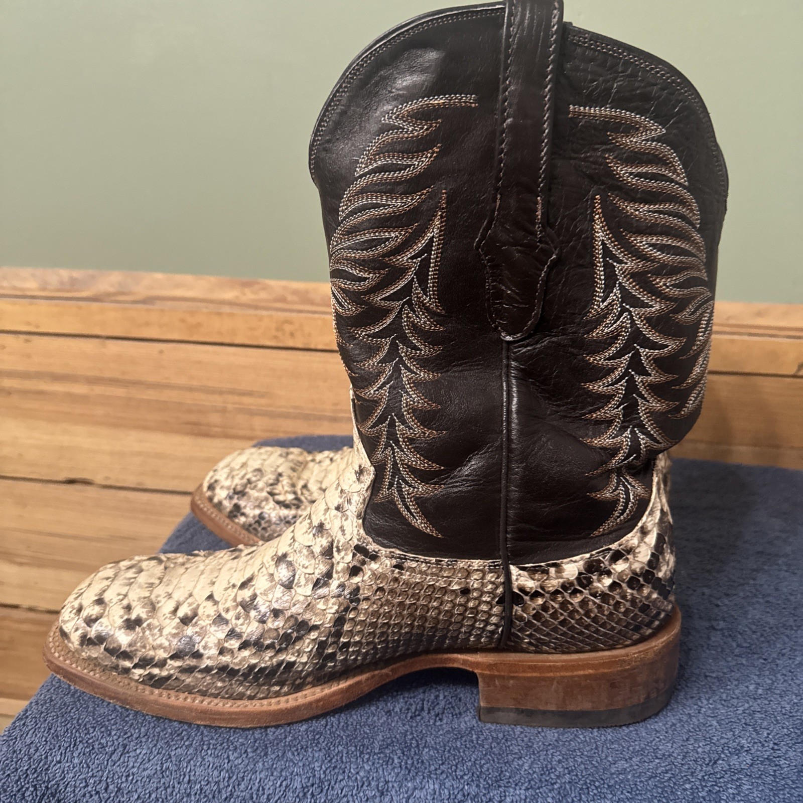 Cowtown Men's Square Toe Python Snakeskin Leather… - image 4