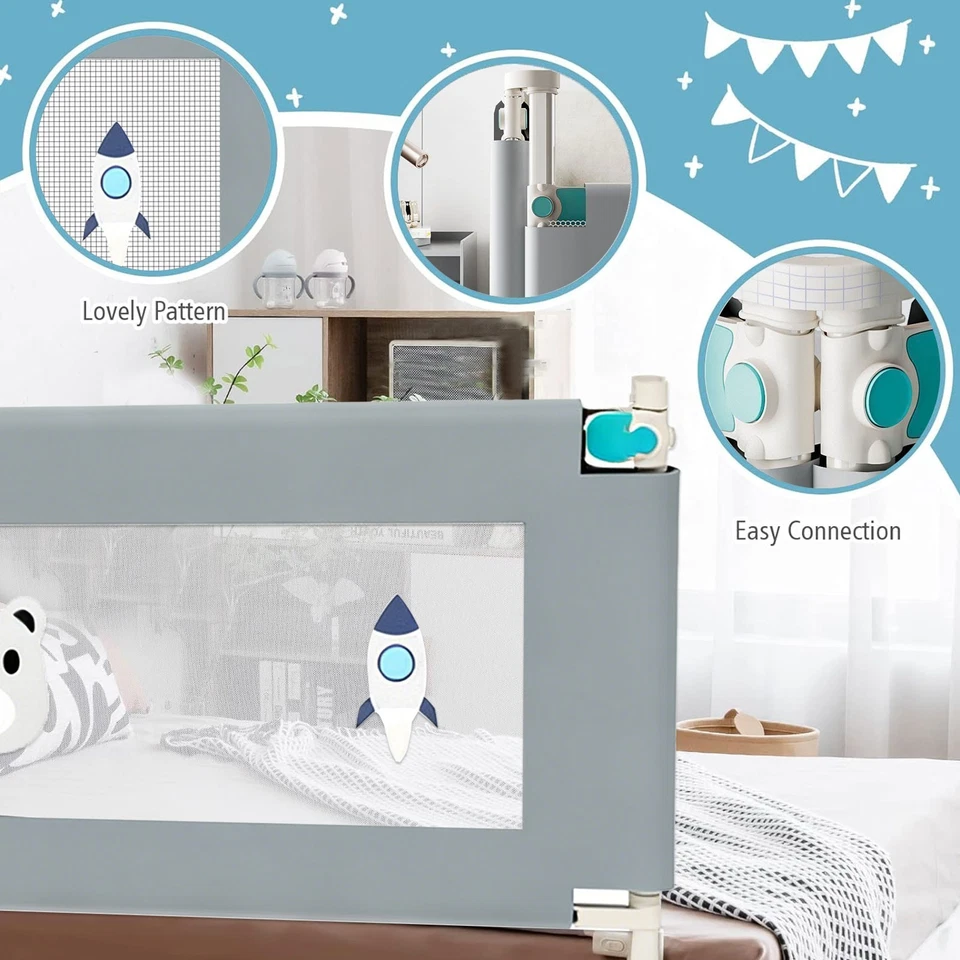 150/180/200 cm Toddler Bed Rail Safety Guards Baby Protection Adjustable Height - Image 2 of 4