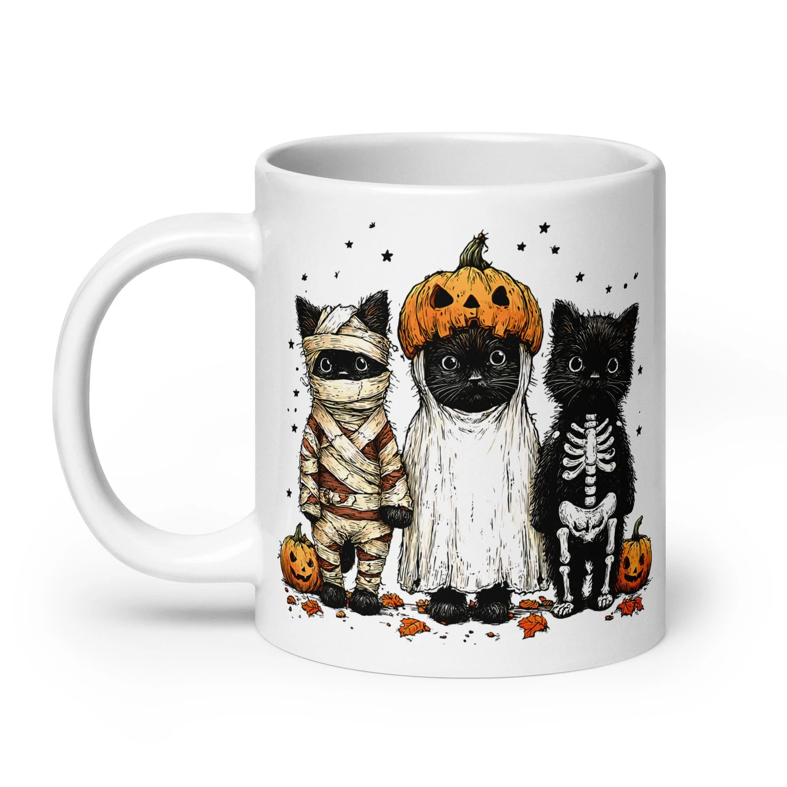 Halloween Pumpkins & Cats White Mug