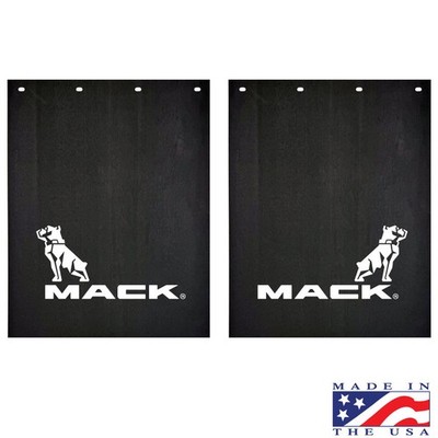MACK LOGO Mud Flaps Poly-Rubber  24  X 30  MACK Logo (pair) Black/WHITE
