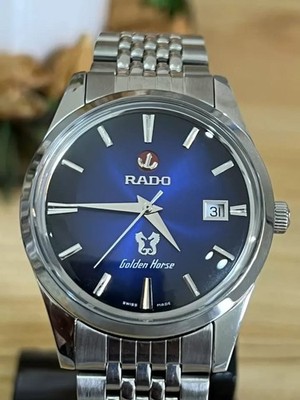 Vintage Rado Golden Horse Auto Men's Blue Dial Stainless Steel Bracelet Watch