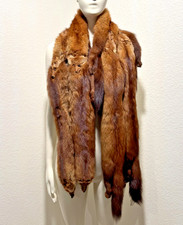 Vintage Red Brown Mink Fur 6 Full Body Pelts Stole Wrap Collar 72" NEAR MINT