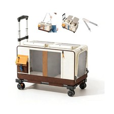 Large Cat Carrier with Wheels for 2 Cat, Double Rolling Pets Carrier on Wheel...
