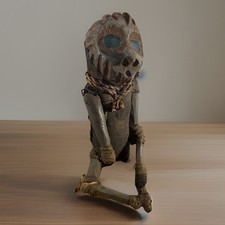 Authentic African Wooden Statue Hand Carved Tribal Figure / Bronze DOLL 