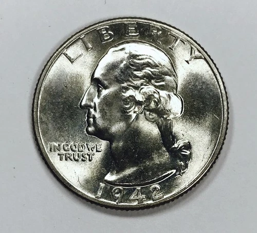 1942 WASHINGTON QUARTER! GEM BU+++! TOUGH THIS HIGH GRADE! AWESOME! NR #G3645
