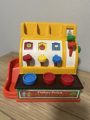 Vintage 1974 Fisher Price Cash Register #926 With 3 Coins Working Bell Handle