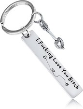 Best Friend Keychain for Women, Stainless Steel Key Chain Engrave I Fking Love Y
