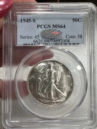 1945-S Walking Liberty 50c Coin Series45 Coin58 MS64 PCGS