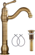 360  Swivel Antique Brass Bathroom Vessel Sink Faucet Single Handle One Hole Mat