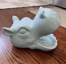 NWOT Streamline Imagined Ceramic Hippo Dish Light Blue