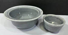 Mid Century Hull Pottery Flint Ridge Gray Drip 32 Oz Casserole & 8 Oz Custard