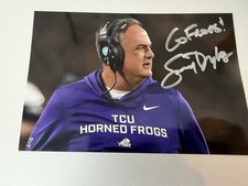 SONNY DYKES SIGNED 4x6 PHOTO TCU HORNED FROGS FOOTBALL HEAD COACH AUTOGRAPH