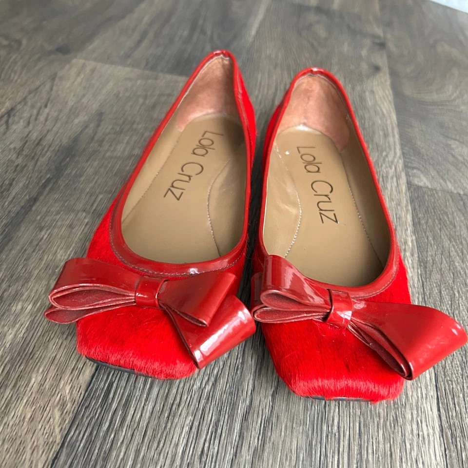 Lola Cruz Rojo Puntera Cuadrada Arco Ballet Pisos UE Talla 39 Foto 4 de 4