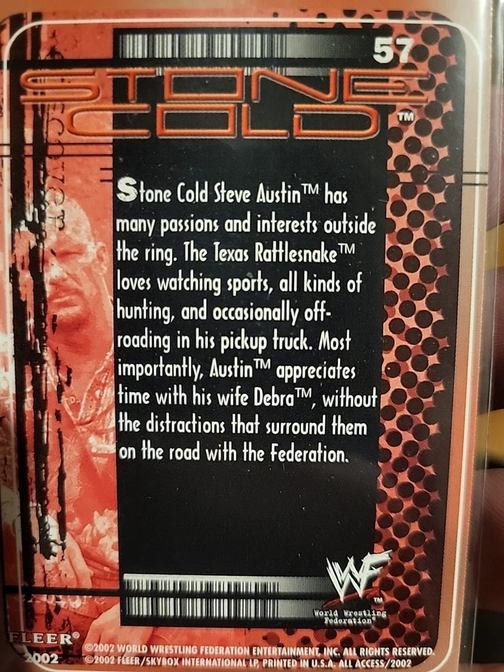 2002 Fleer WWF All Access - Off The Mat Steve Austin #57 - Image 2 of 2