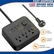 10 in 1 Power Strip Surge Protector 6 AC Outlet 3 USB Ports Type C Port 5ft Cord