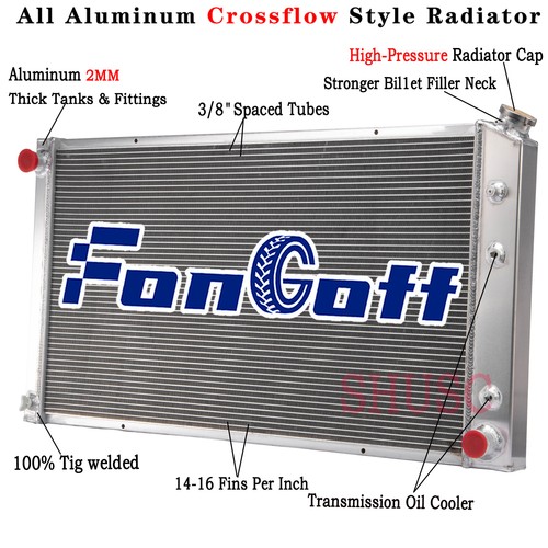 4 Rows Aluminum Radiator For 1989-1991 Chevy GMC R/V 2500 3500 7.4L 454 ...