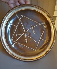 Vintage Unique Art Handmade Ceramic Plate With Abstract Line Glazed