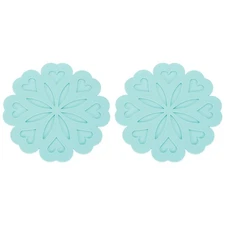 2Pcs Silicone Trivet Mats, Flower Pattern Silicone Pad Hot Pad, Blue Green