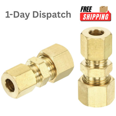 3PCS Brass Compression Tube Fitting 5/16 x 1/4 Straight Union Adapter