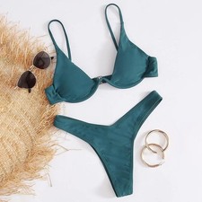 Stylish Women's Low Cut Bikini Swimsuit for Spring and Summer Activities