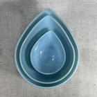 Fire King Set of 3 Azurite Blue Swedish Modern Teardrop Mixing Bowls Delphite