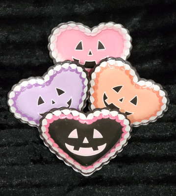 Halloween Heart Shaped Pumpkin Cake Appetizer Plates 4pc Melamine Icing Border