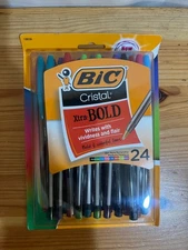 BIC® Cristal Ballpoint Pens, Bold Point, 1.6 mm, Assorted Ink Colors, 24 Count
