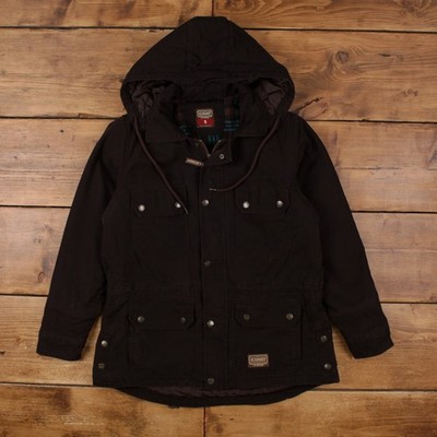 Vintage Schmidt Workwear Jacke S Damen 90er braun Canvas Kapuze Duster Chore