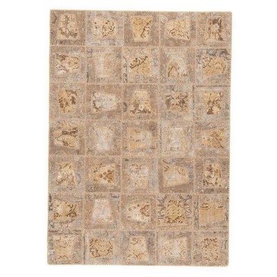 Patchwork 214x153 cm Handgeknüpfter Orientteppich Vintage Carpet Rug Beig