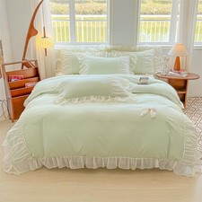 Chic Lace Bedding with Lovely Bow-Romantic Ruffle Duvet Cover Set, 3 Piece Co...