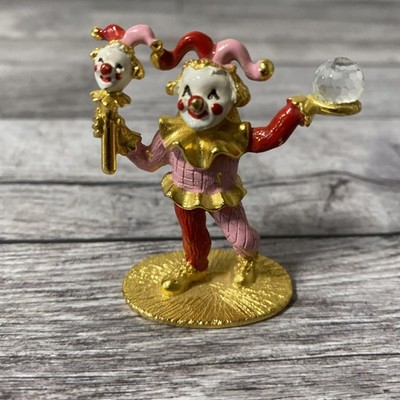 Vintage Spoontiques Pewter Jester Clown with Swarovski Crystal Ball CM470 2''