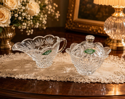 Shannon Clear Cut Crystal Creamer & Lidded Sugar Bowl Set, 3-Piece