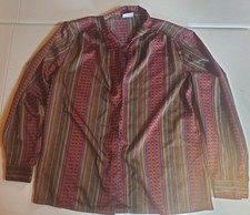 Vtg Solos By KORET Blouse Geometric Made In USA Colorful Womens Lg Missing Tag
