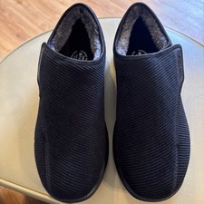 Fitville Mens Black diabetic Adjustable shoes Slippers 13 Wide In Outdoor