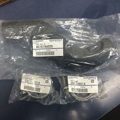 Genuine Subaru Upper Radiator Hose & Clamp Kit Legacy Impreza Outback OEM 90-99
