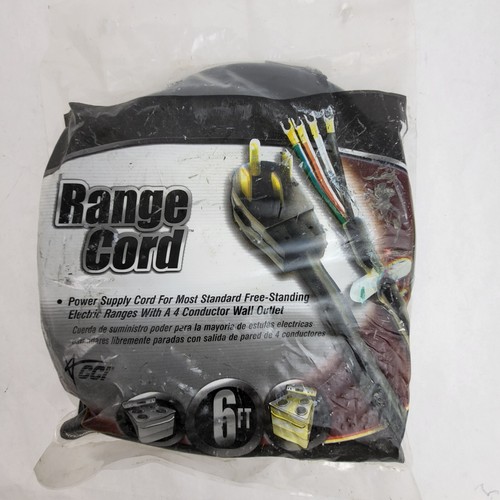 NEW COLEMAN CABLE 6-FT UNIVERSAL 4-WIRE NEMA 14-50 AMP RANGE STOVE POWER COR