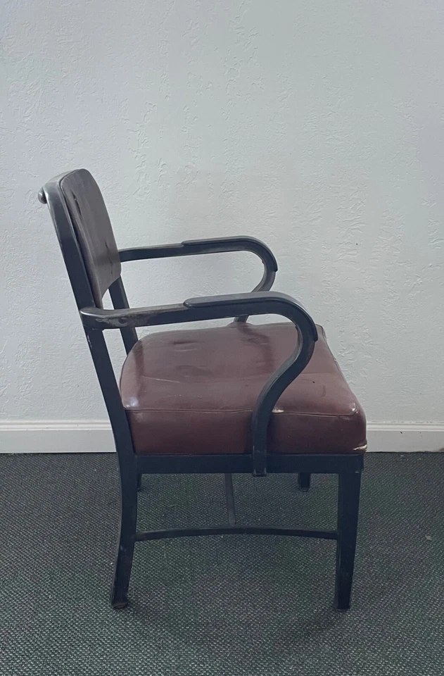 Sillón de oficina industrial vintage de acero y cuero Midcentury Royal Products Foto 4 de 4