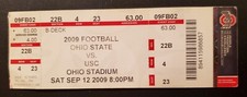 Ohio State Buckeyes USC Trojans Football FULL Ticket 9/12 2009 Box Office Stub