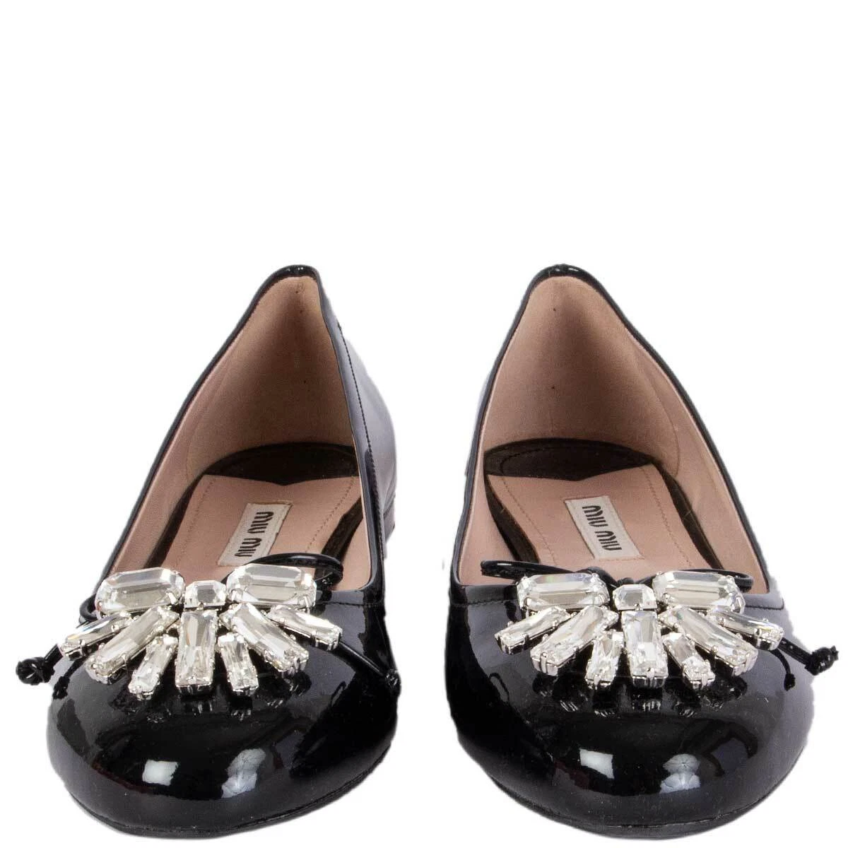 Logo Patent Leather Ballet Flats in Black - Miu Miu