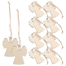 10Pcs Bamboo Wooden Ornaments Christmas Tree Nativity Crafts