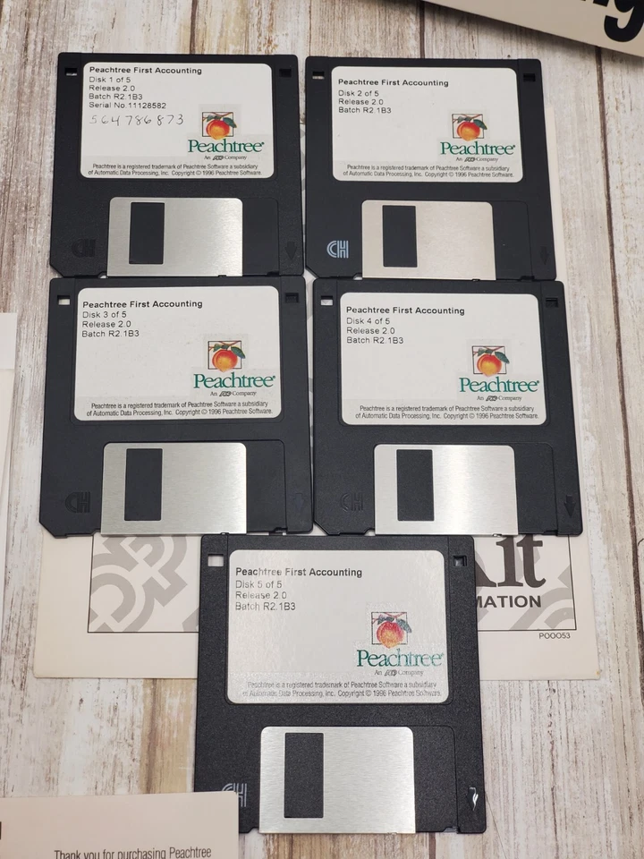 Peachtree First Accounting Windows 95 & Windows 3.1 PC 3.5 Floppy Diskettes & CD - Image 2 of 4