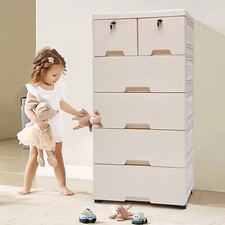 5 Layers 19.69 13.78 40.16in Beige PP Storage Dresser Cabinet With 6 Drawers
