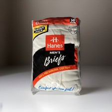 Vintage Mens Briefs Underwear Hanes USA 1997 Six Pairs Size 36 Cotton White New
