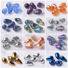 10pcs 18x12mm Teardrop Faceted Crystal Glass Losse Beads Bulk Wholesale Lot