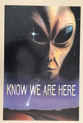 ALLIENS, KNOW WE ARE HERE DESIGN BY M. APICE, AUTHENTIC 1996 ANIMATION POSTER